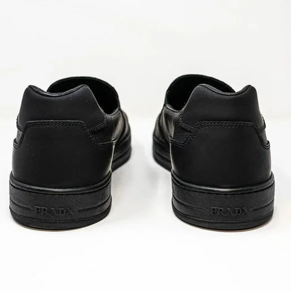 Prada Men's Black Leather with pattern Loafers 10US - Picture 4 of 11